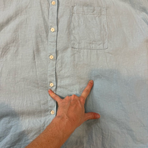 Orvis Outdoors Blue Linen Rayon Blend Cap Sleeve Collared Shirt Top SZ XXL - Picture 5 of 8